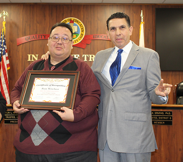 Beau Menchaca and Dr. Al Mijares at OCDE School Counseling Awards Ceremony