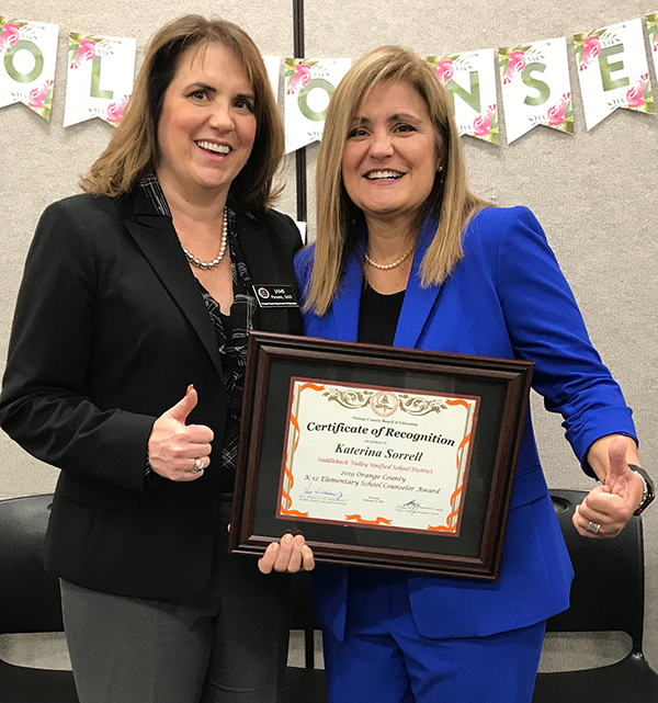 Katerina Sorrell and Jami Parsons at OCDE School Counseling Awards Ceremony