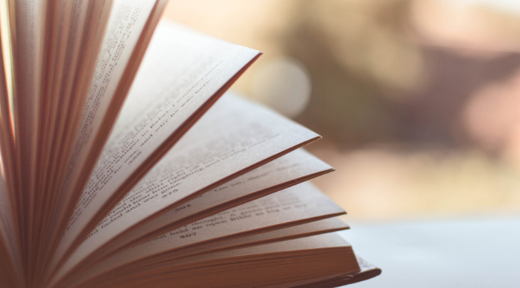 Up close photo of partially open book