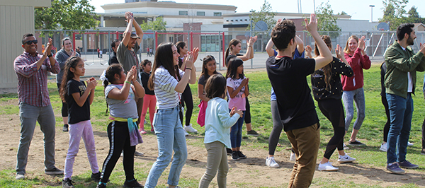 Line dancing lesson at Higher Ground