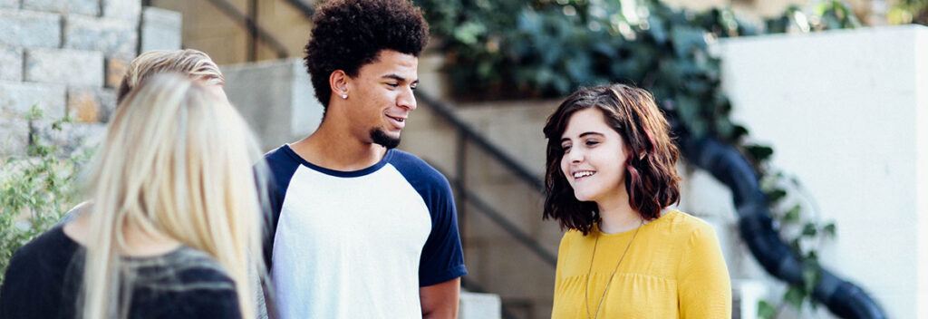 Students chatting outside
