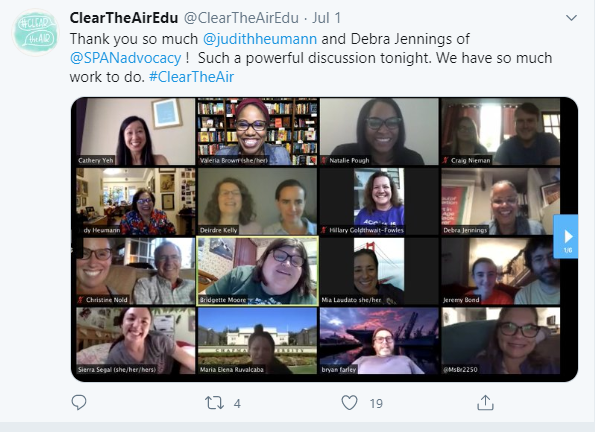 Clear the AirTweet showing Chapman student Q&A Zoom call