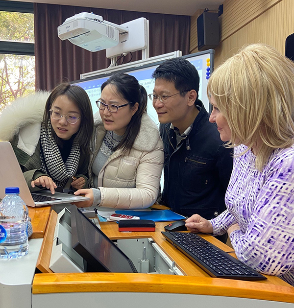 Dr. Dawn Hunter in Shanghai with Chapman-SNU Ph.D. students in January 2020