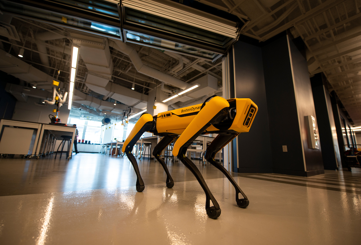 spot the robot dog exiting lab