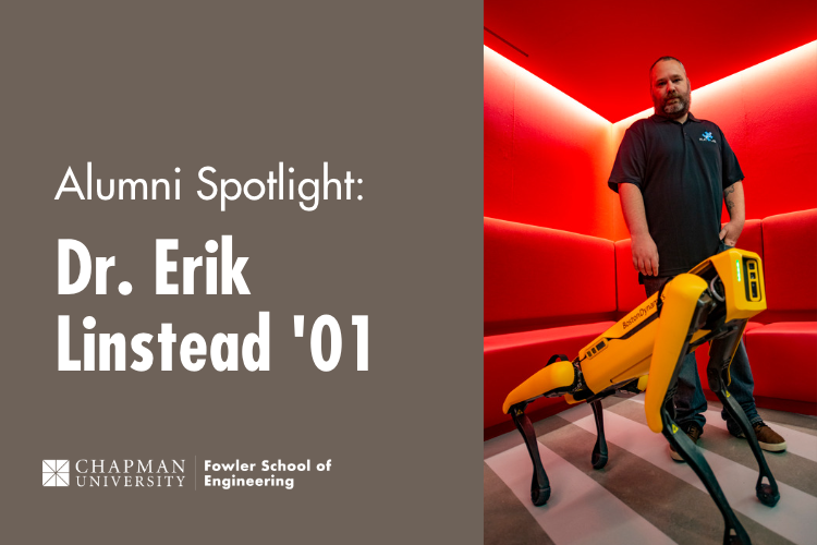 Dr. Erik Linstead with the Boston Dynamics robot