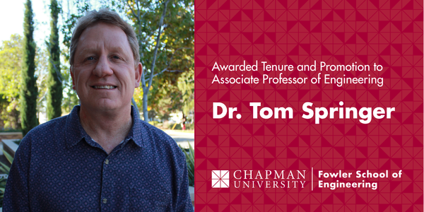 Congratulations to Dr. Tom Springer on his Tenure and Promotion to Associate Professor of Engineering at the Fowler School of Engineering