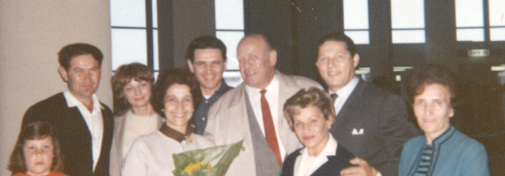 Oskar Schindler at LAX with survivors from the "list"