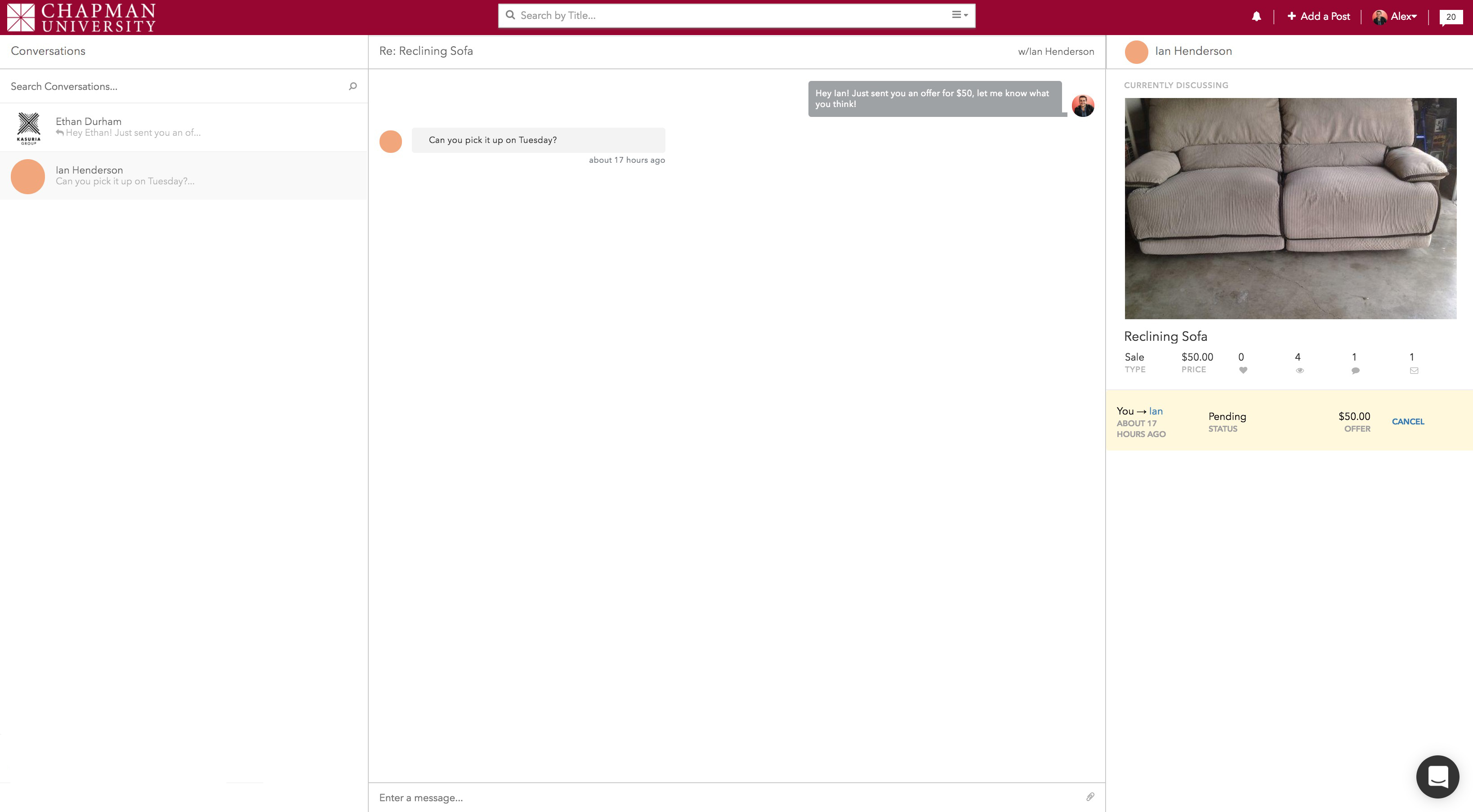 Messaging feature