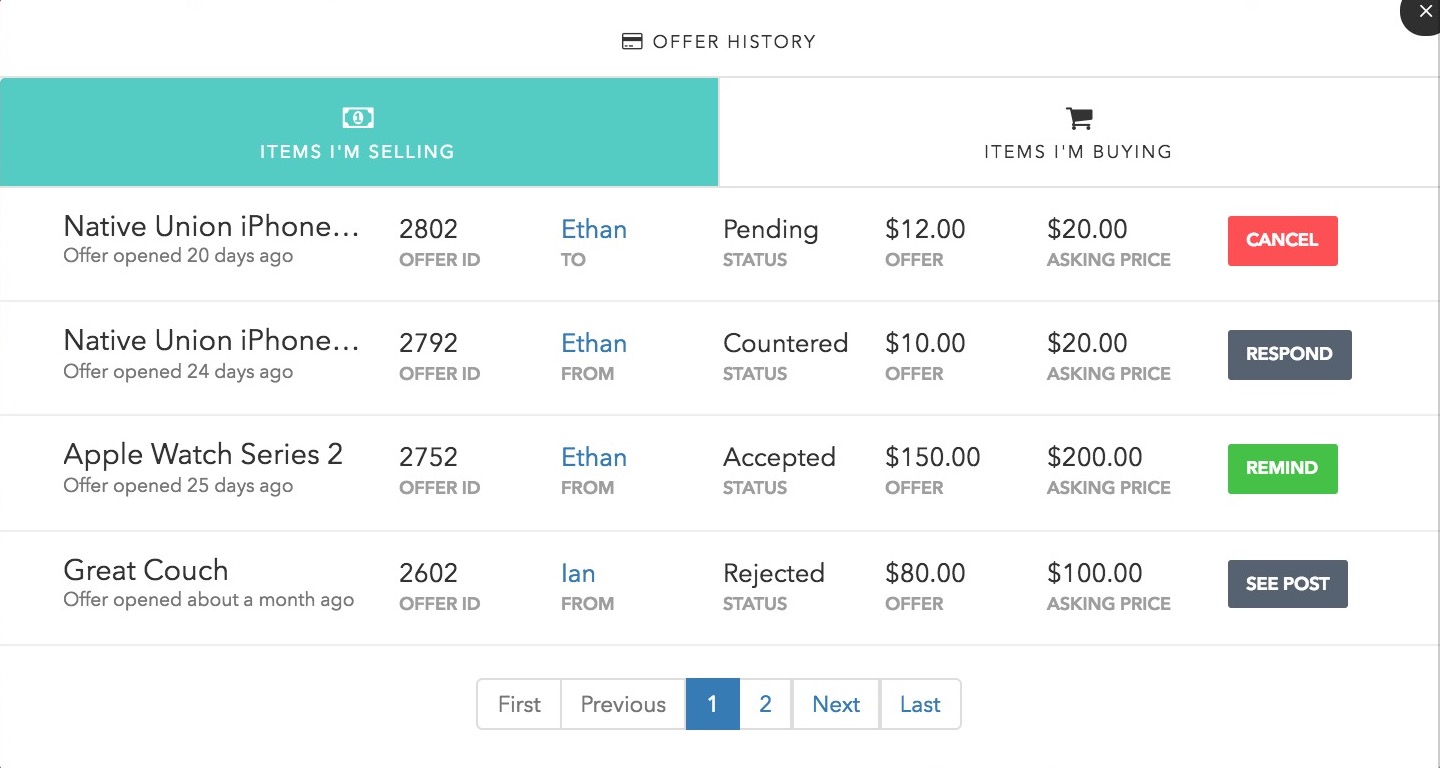 Keep track of your offer