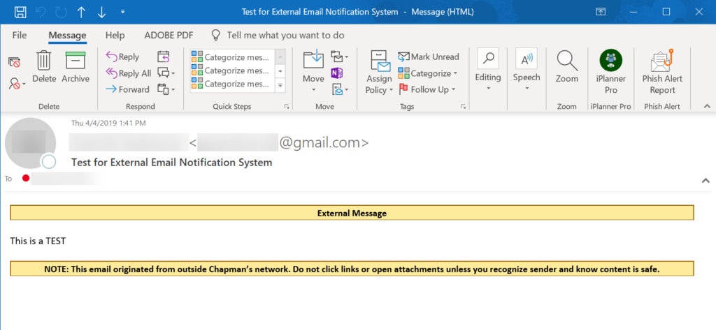 External Sender Alert