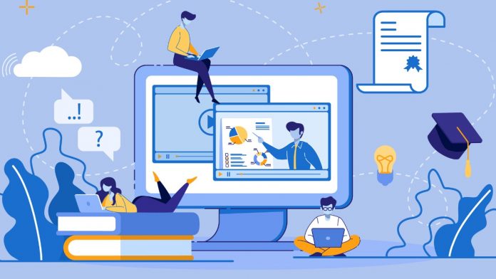 Decorative illustration of digital learning.