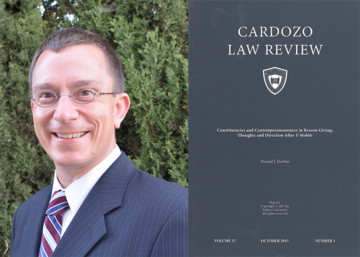 Associate Dean Donald Kochan headshot and Cardozo Law Review book cover