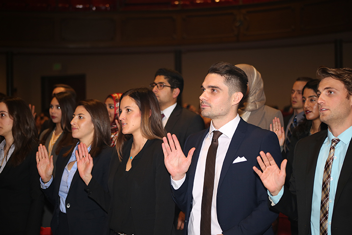 Law students at a bar admission ceremony