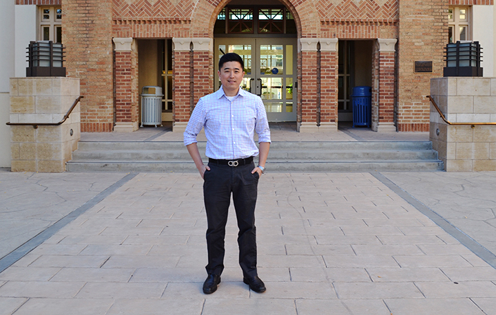 Jonathan Shin outside Kennedy Hall