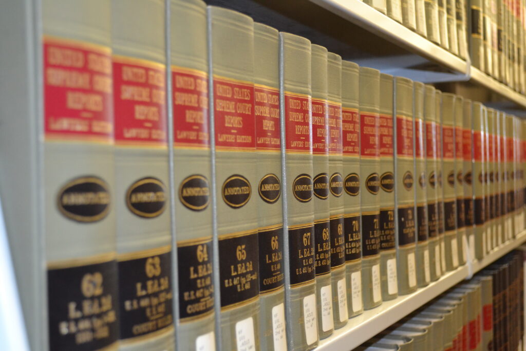 Law library books on shelf