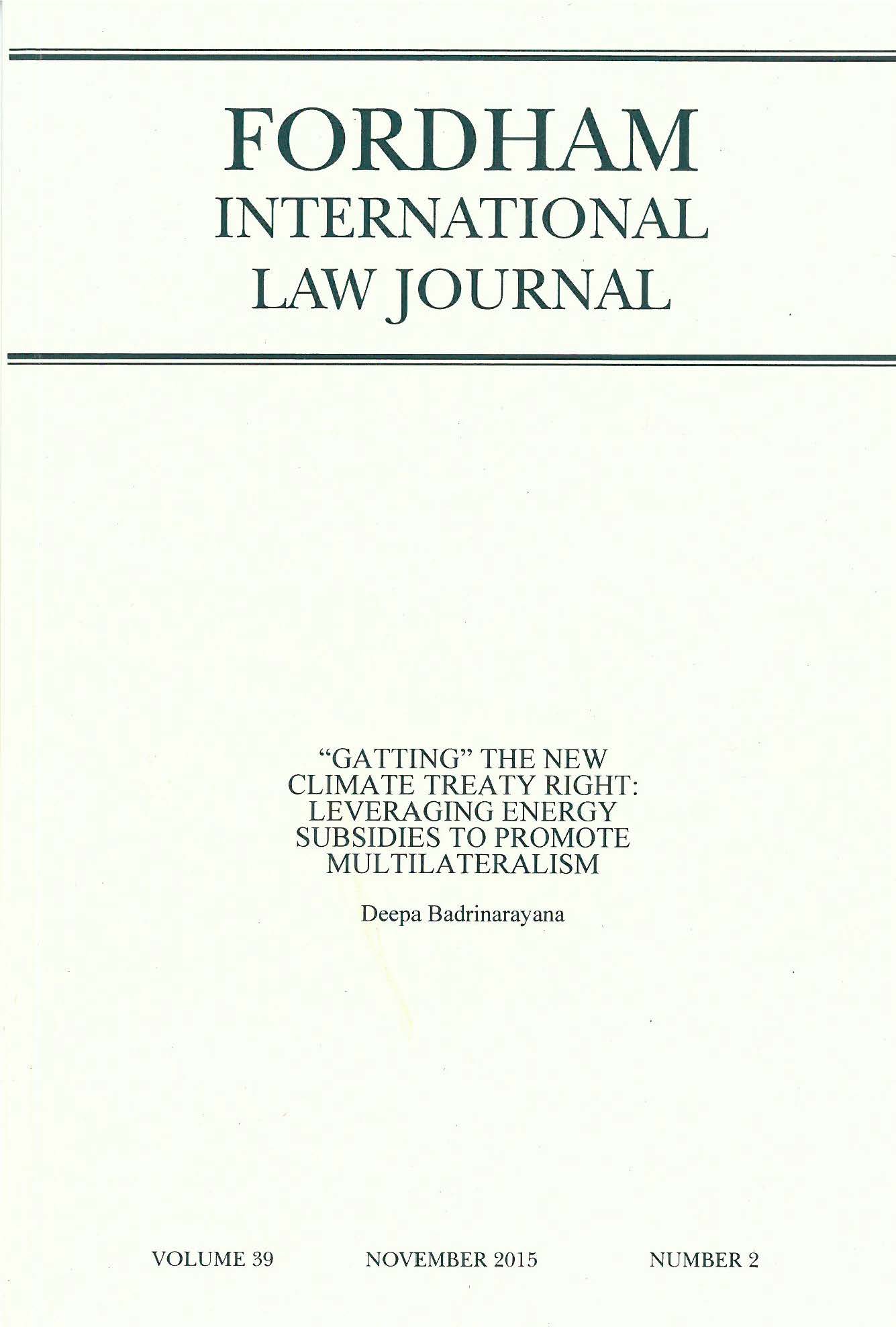 Fordham International Law Journal cover