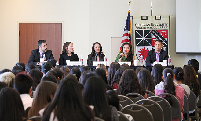 panel discussion with law student