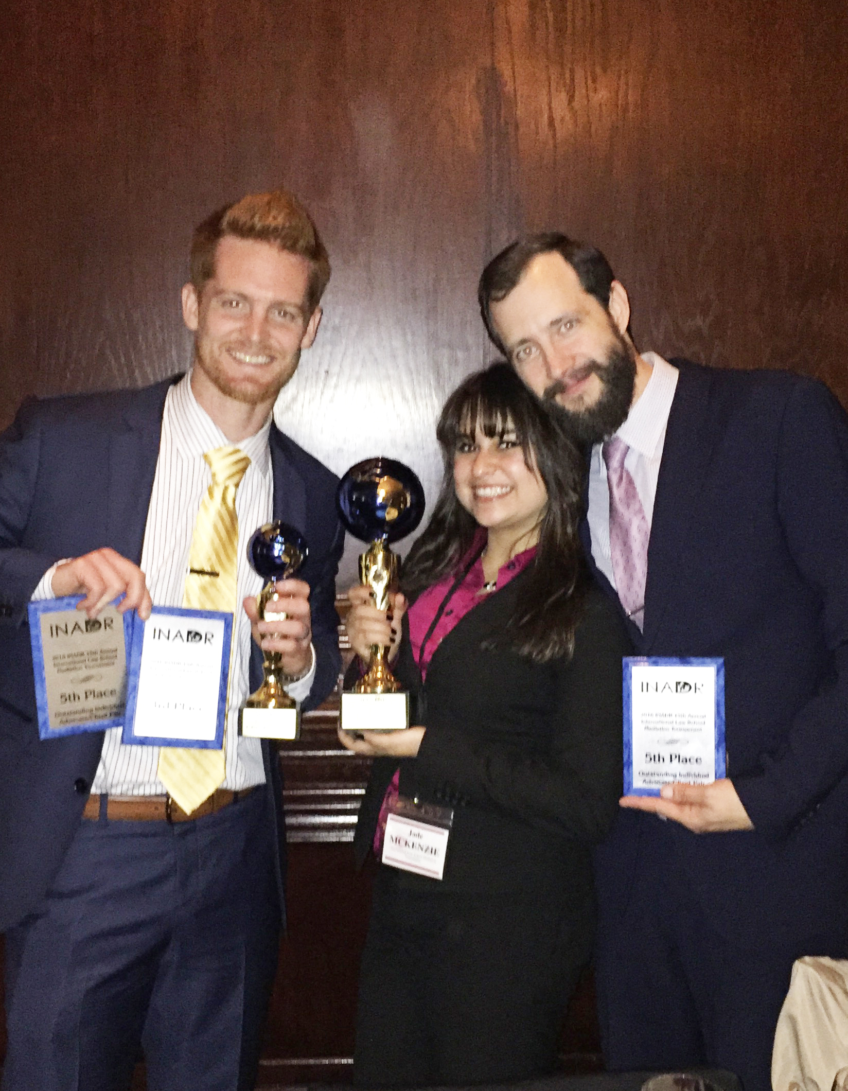 Shane Micheil (JD '16), Jade McKenzie (JD '16) and Jeremy Talcott (JD '16)