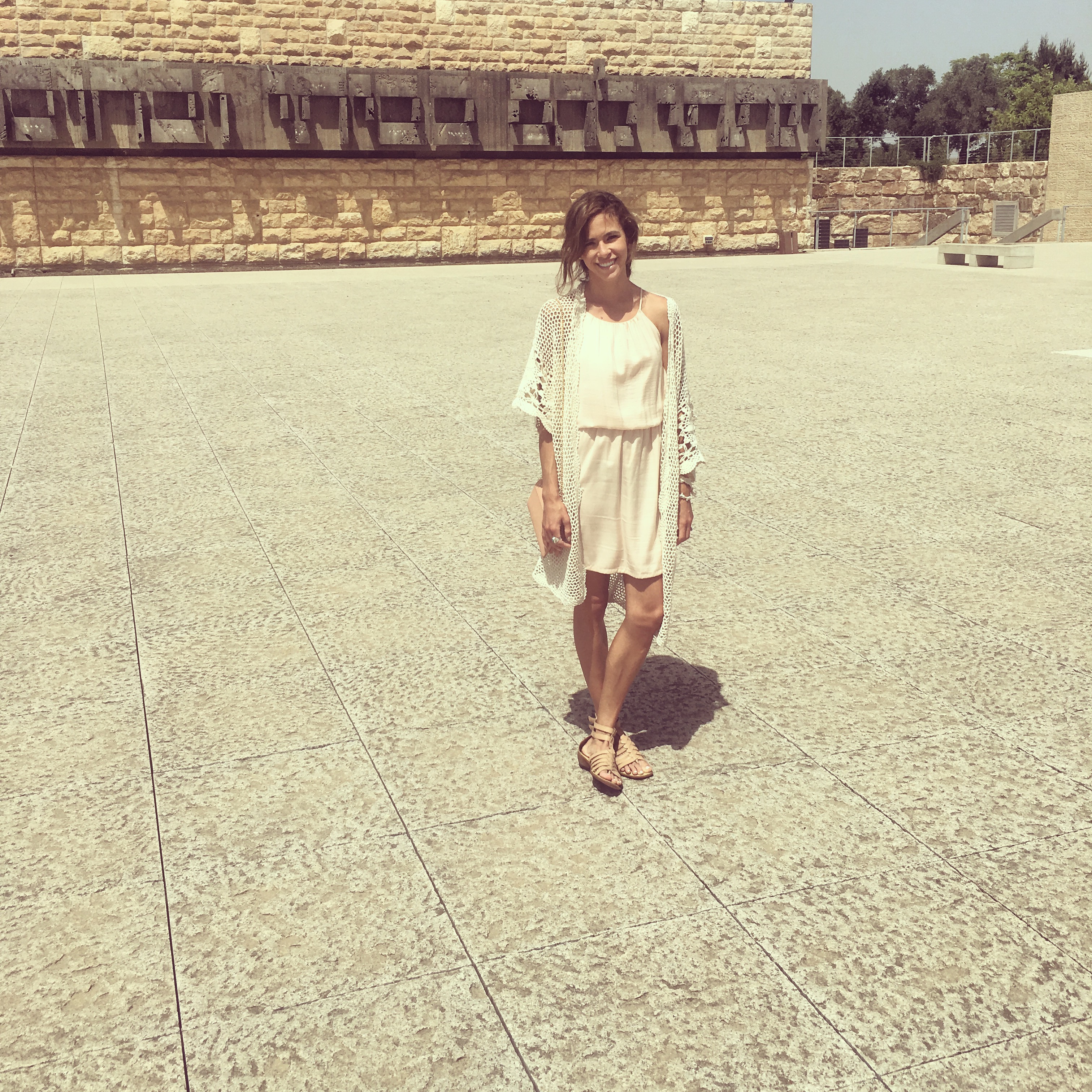 Maggie Miller in front of Yad Vashem