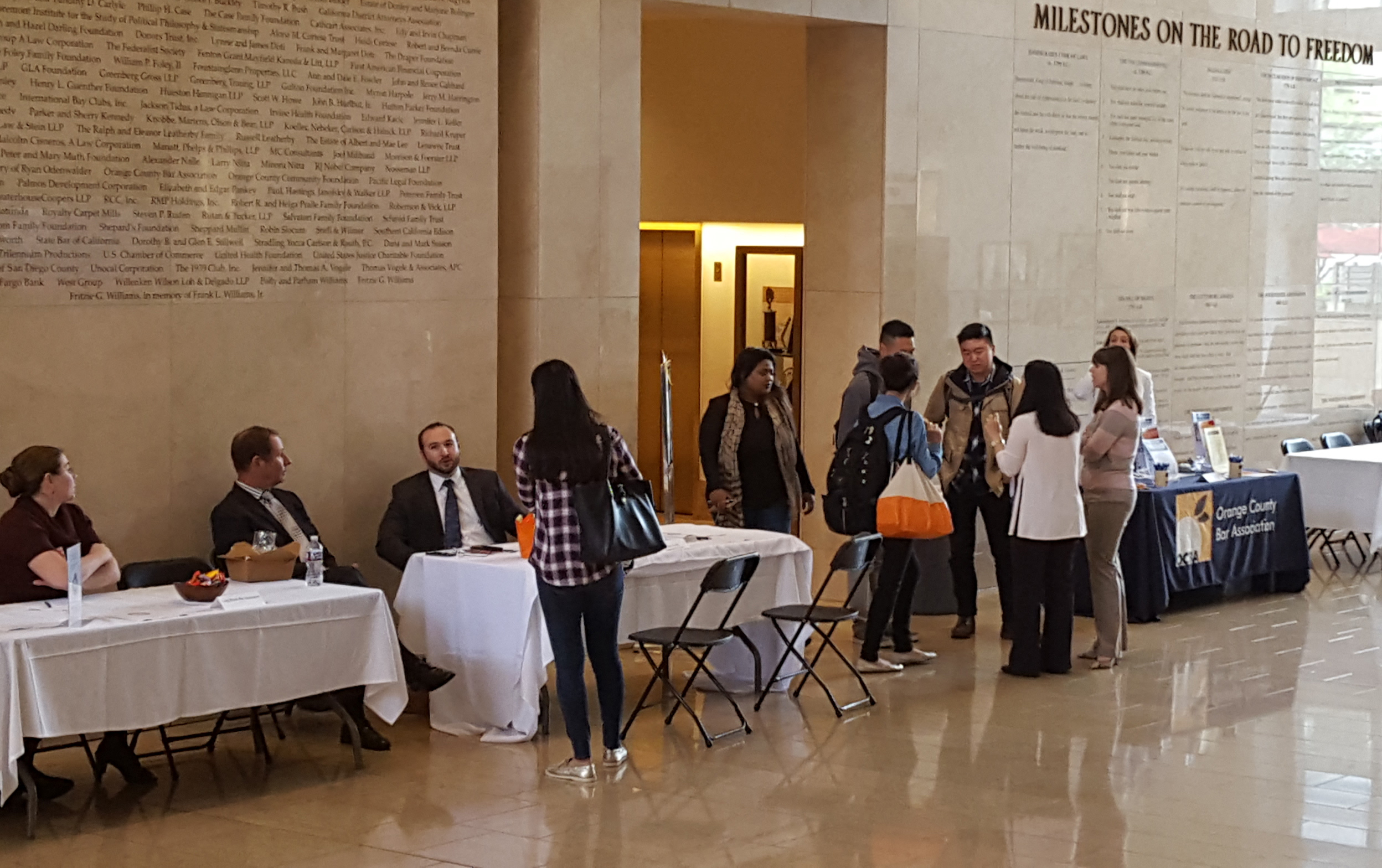students gathered in lobby