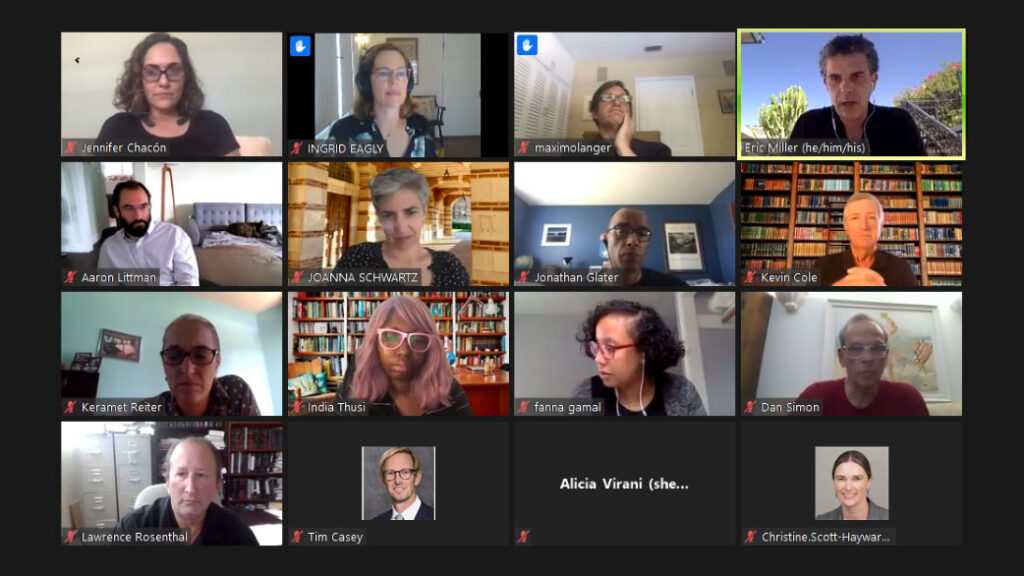 Criminal justice roundtable participants in a Zoom conference