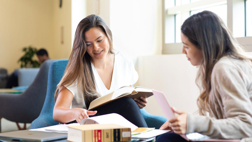 Law students in library