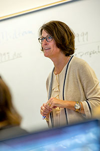 Celestine McConville teaching a law class.