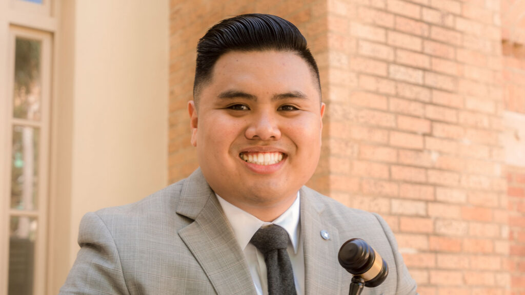 Michael Romero outside Kennedy Hall
