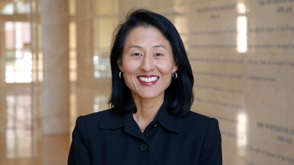 Susanna Ripken inside law school lobby