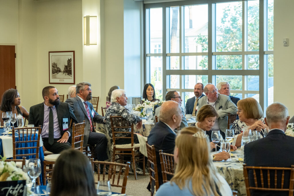 Photo of the audience listening to remarks from keynote speaker, and president and CEO of the Law School Admission Council, Kellye Y. Testy