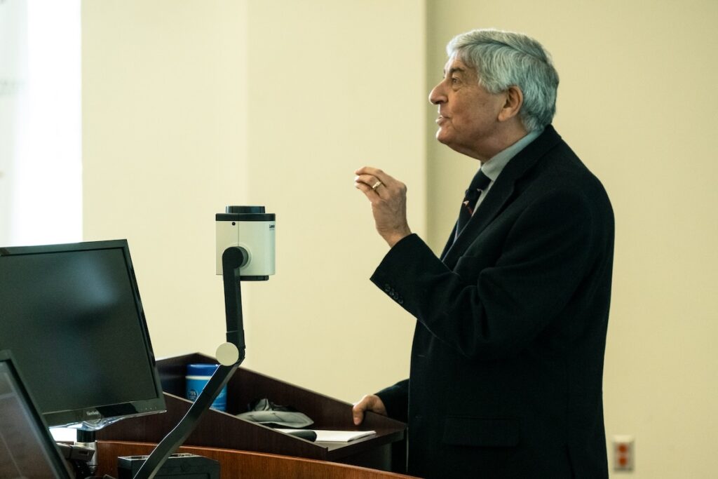 Photograph of Professor Mainero during a Bar Preparation session