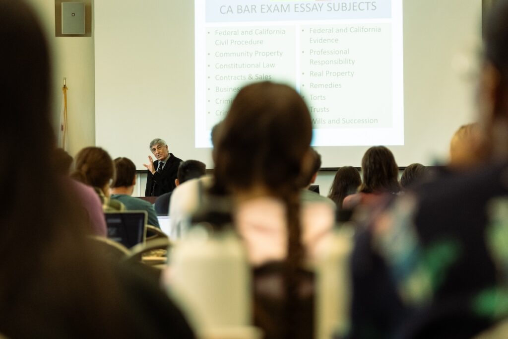 Photograph of Professor Mainero during a Bar Preparation session