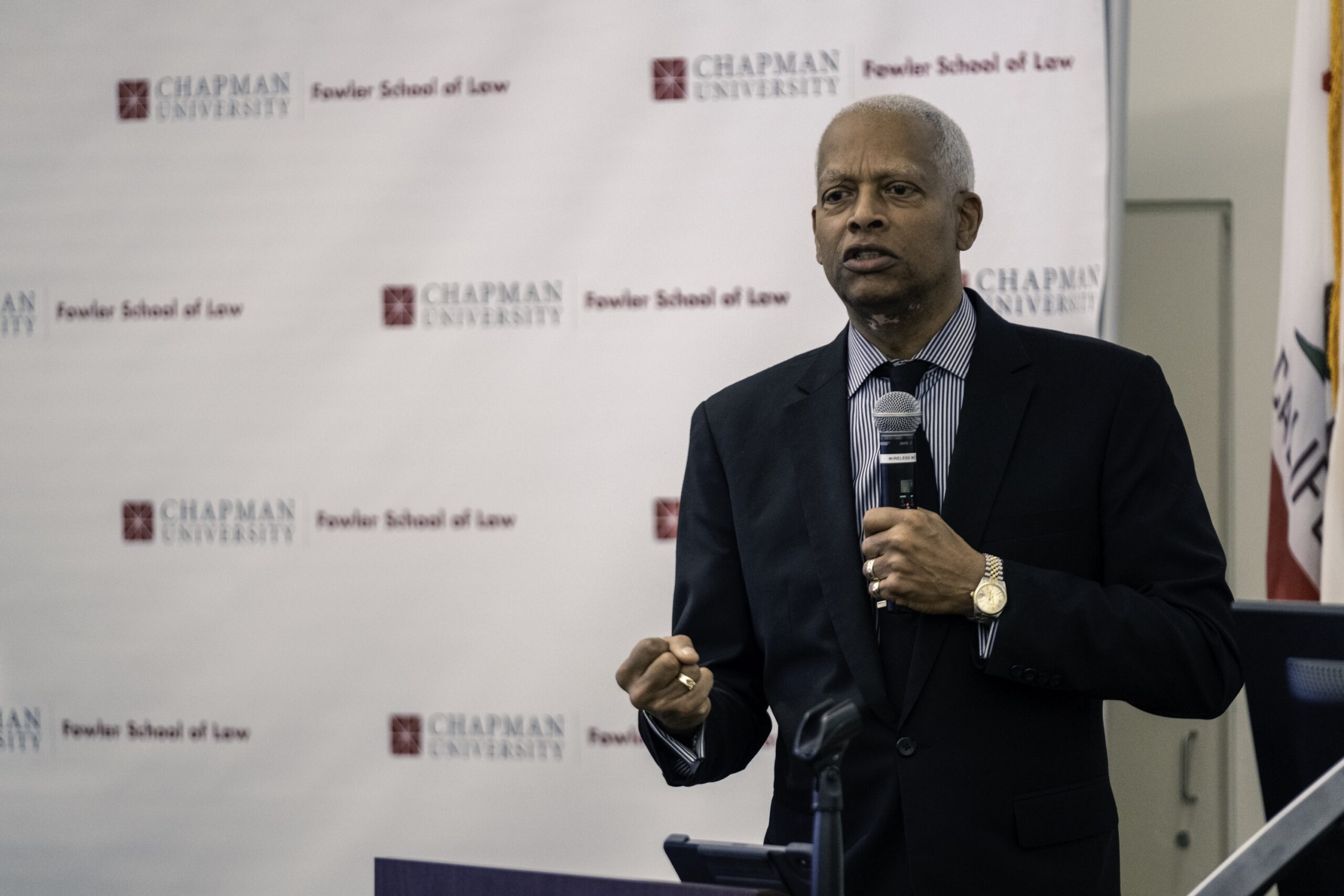 Photograph of Representative Hank Johnson at the 2024 Chapman Law Review Symposium