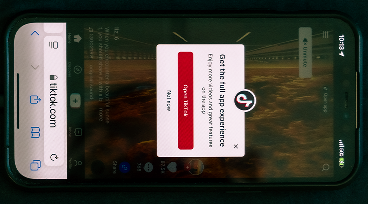 Photograph of the tiktok app on an iphone