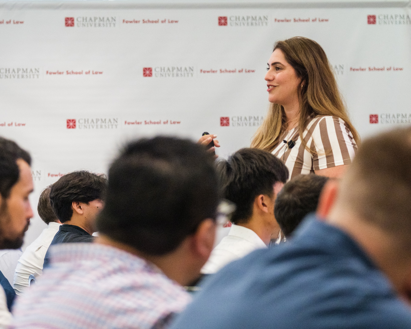 Photo of the Academic Achievement professor briefing 1L students in a lecture room