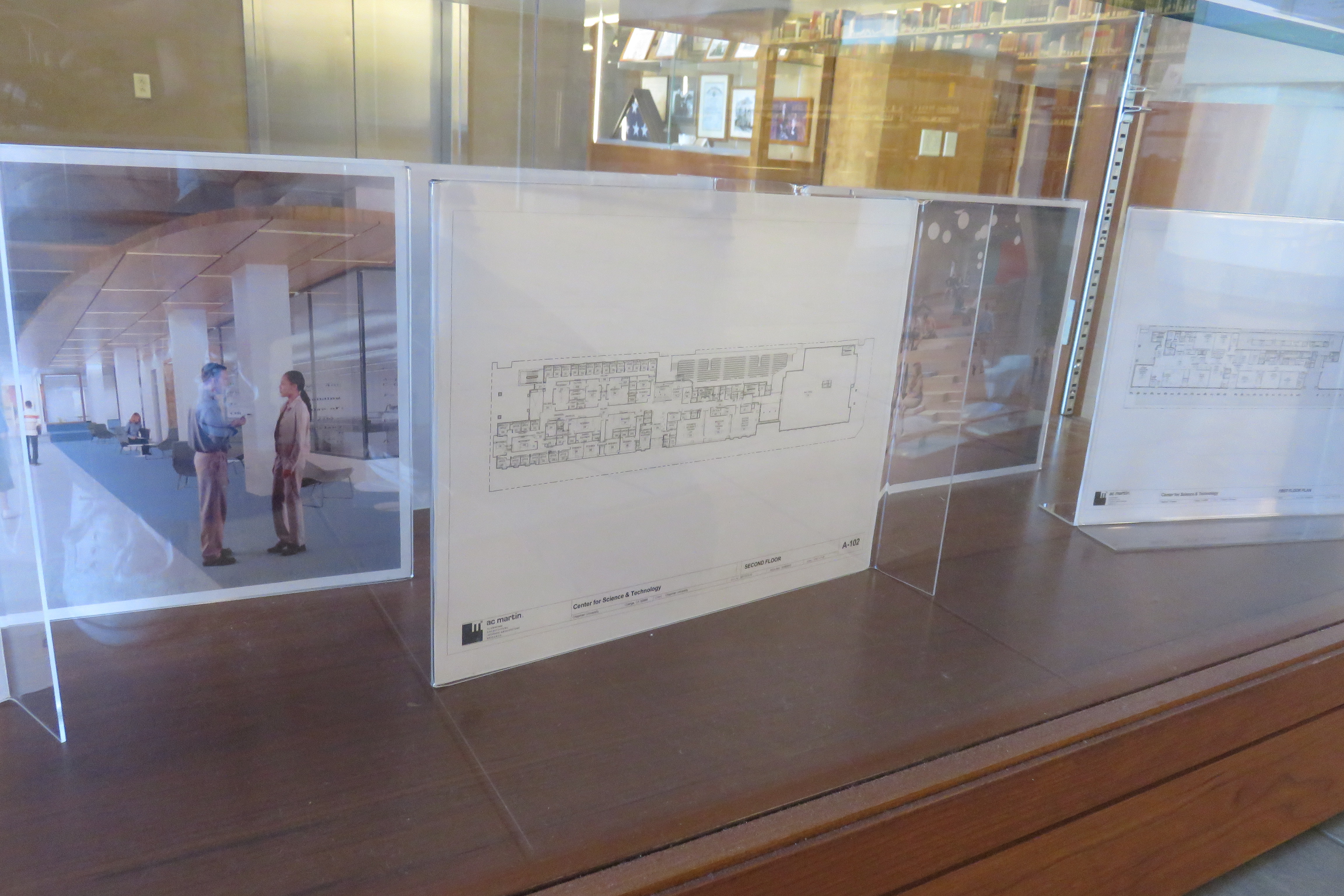 Items in display case.
