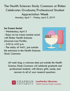 Flyer containing clip art image of ice cream, and the information about the Rinker campus included in the blog post.