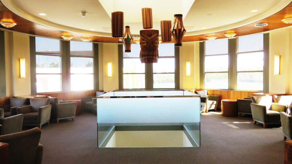 The Burra Rotunda Reading Room, with tiki-themed decorations hanging from the ceiling