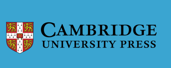 Logo of the Cambridge University Press on a blue background