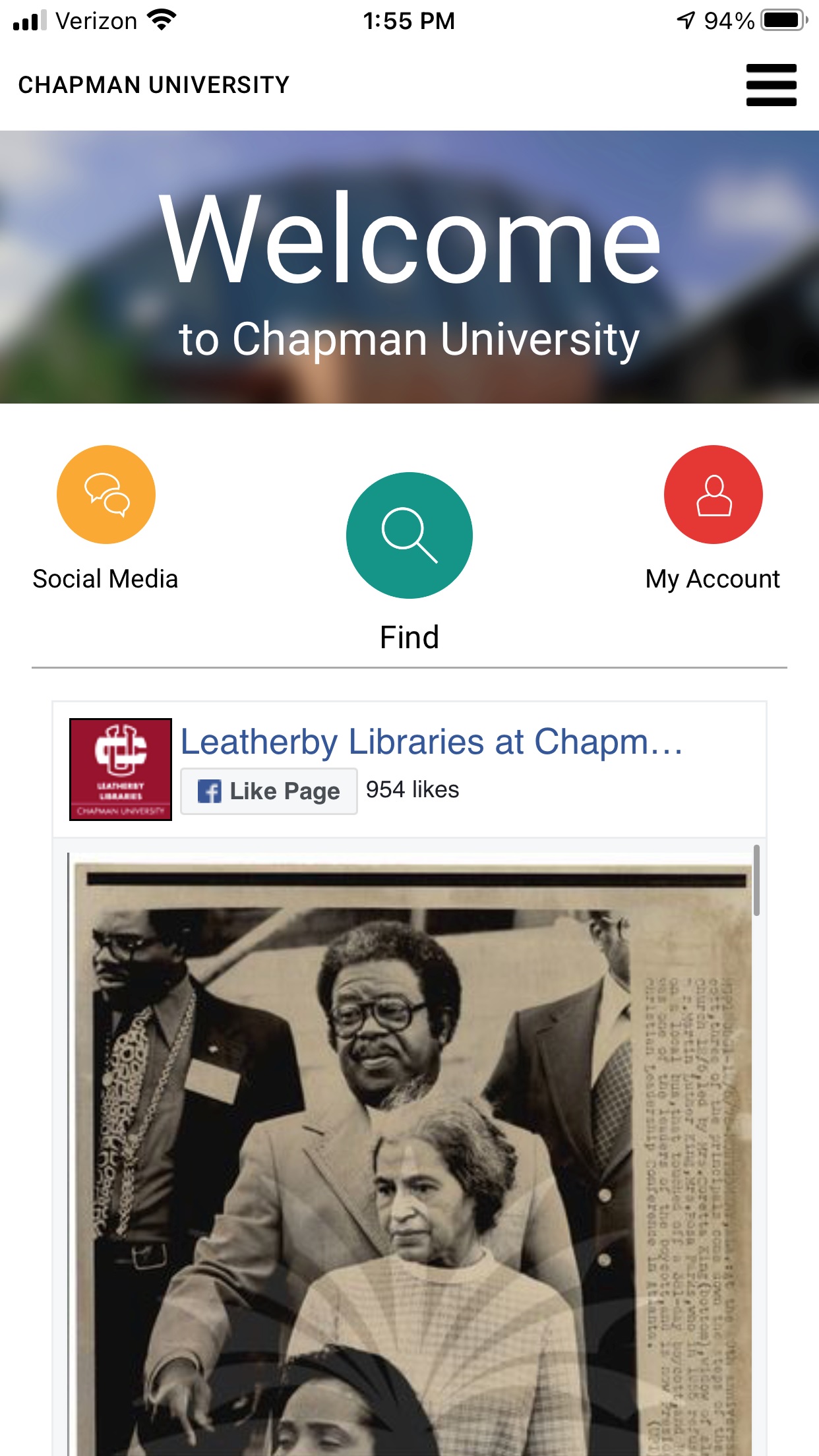 Screen capture of the MyLibrary! app