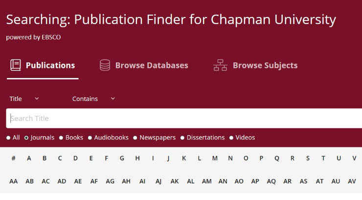 Screenshot of the Publication Finder