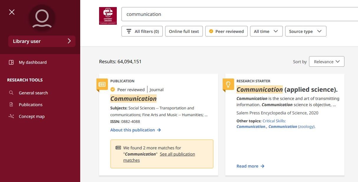 Search results in the new Start Your Search interface