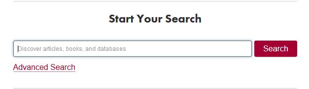 Start Your Search bar on the Leatherby Libraries homepage