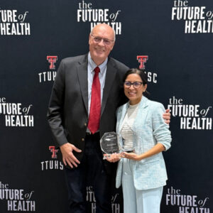 Dr. Sumbria with her PhD advisor, Ulrich Bickel, MD, Associate Academic Dean of School of Pharmacy at TTUHSC