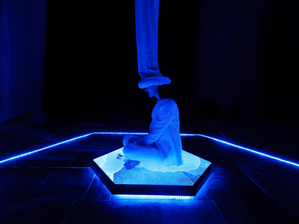 Dr. Vesna's installation Blue Morph in action