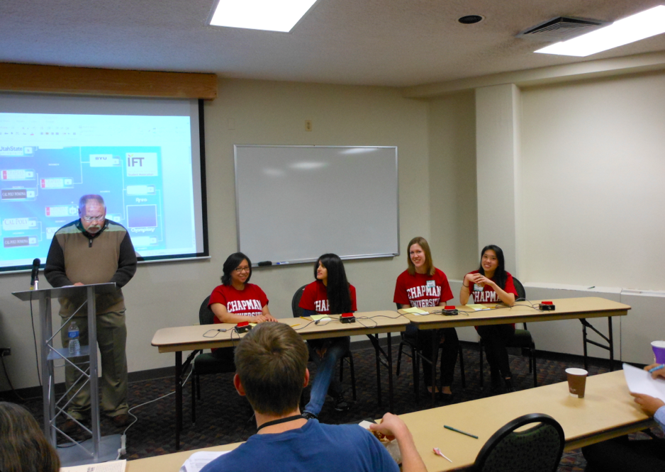 Students from BYU and Chapman University compete during the 2012 College Bowl Competition.