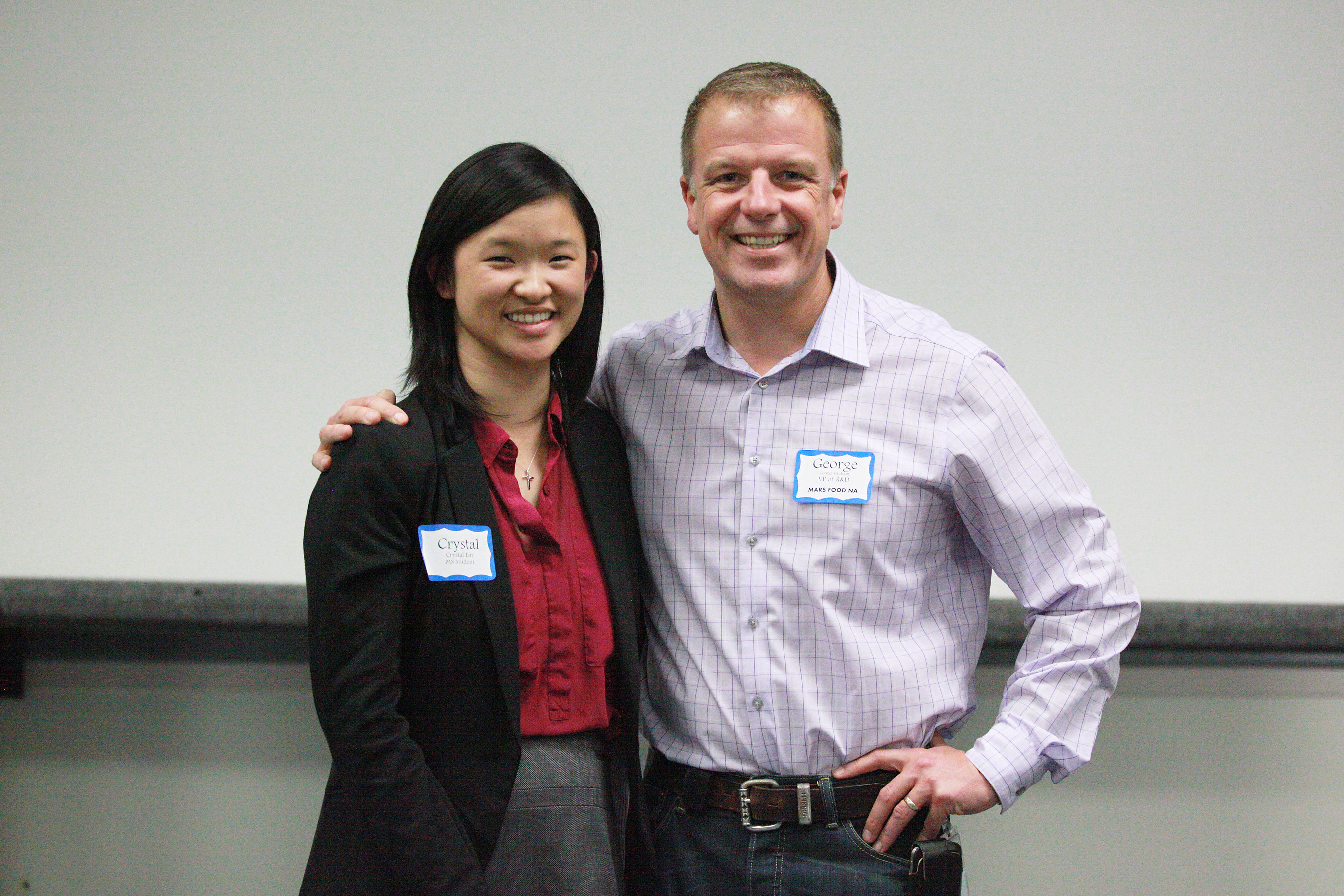 Crystal Lin and George Graham, VP of Research and Development for Mars Food NA, invited to speak about how networking has helped him advance his career.