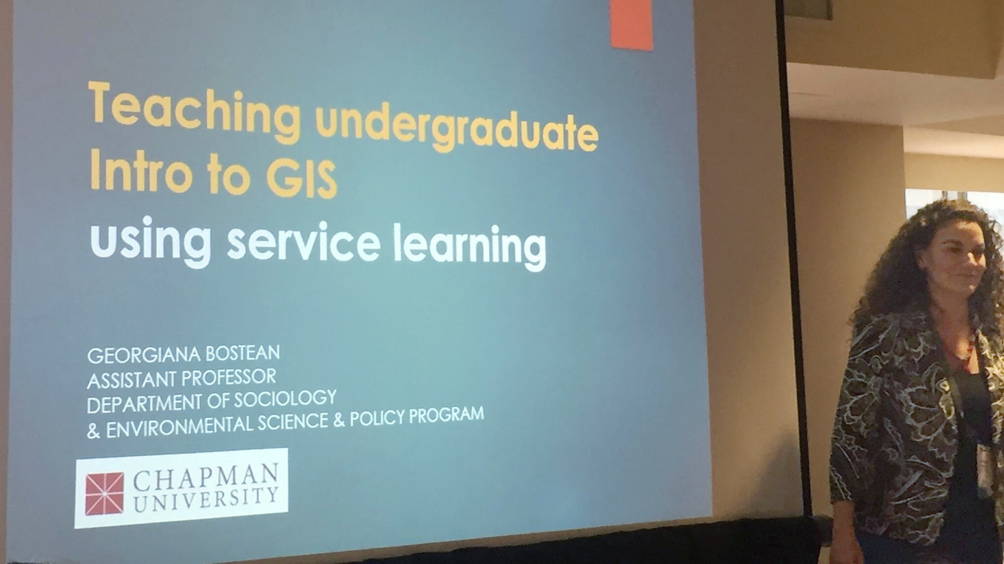 Dr. Georgiana Bostean presenting at the ESRI Education conference