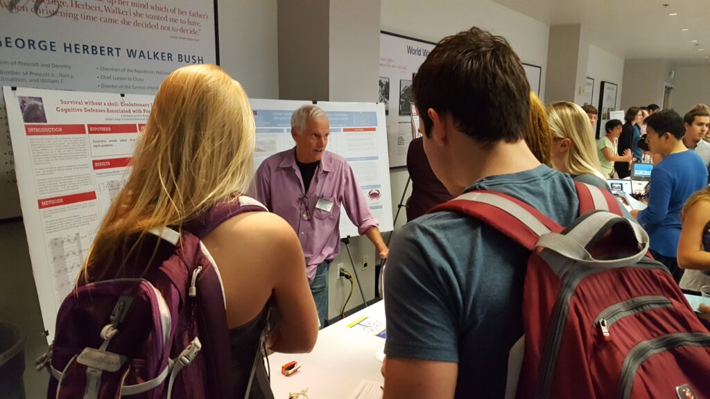 Bill Wright explains his lab's research in marine invertebrate biology.