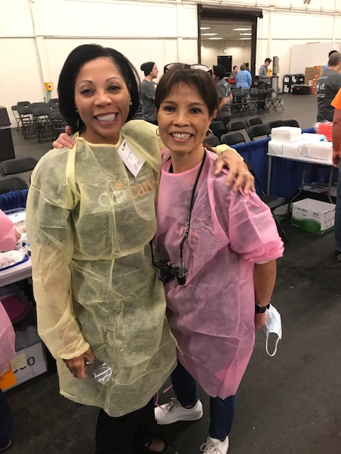 Dr. Clark '78 (left) with Dr. Jean Chu (right). The two attended UCLA School of Dentistry together.